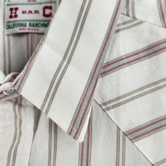 H Bar C Ranchwear Arco 1018 USA Western Pearl Snap Short Sleeve Striped Size 17 - Picture 7 of 16